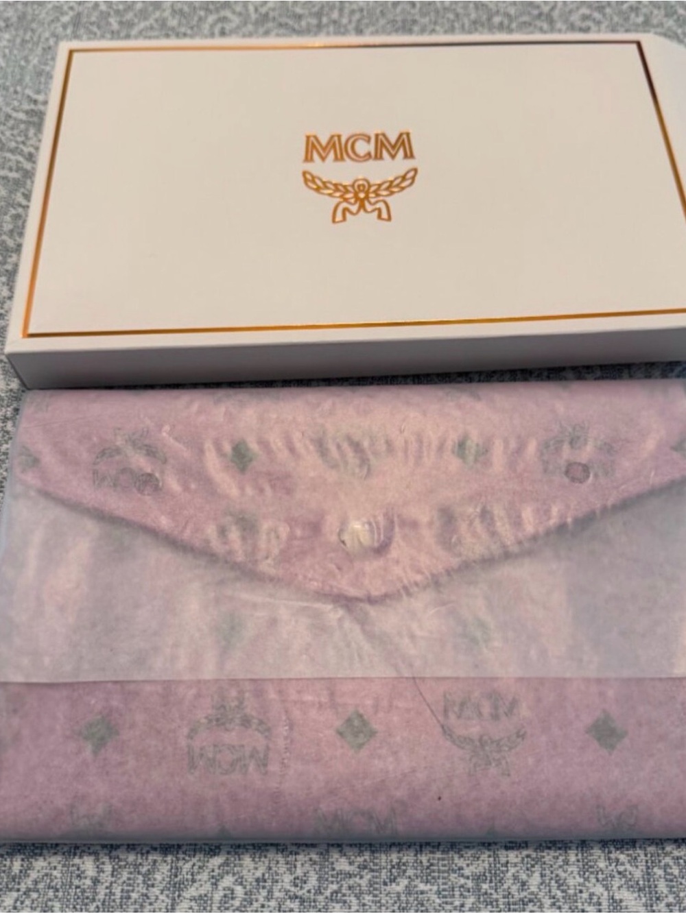 NIB MCM Pink Visetos Monogram Envelope Clutch Pouch VIP Gift - Picture 4 of 12